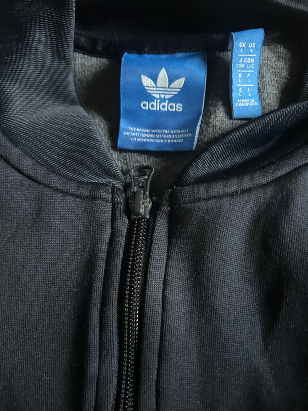 adidas Navy Track Jacket with White Stripes - Picture 2 of 3